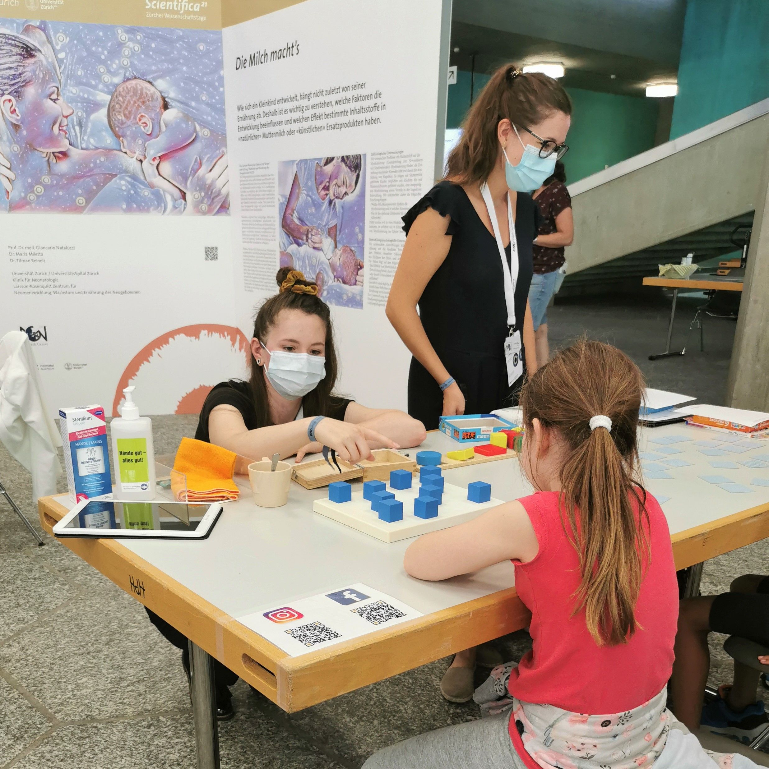 NGN Research Center Exhibition booth at Scientifica with interactive tests for children and adults